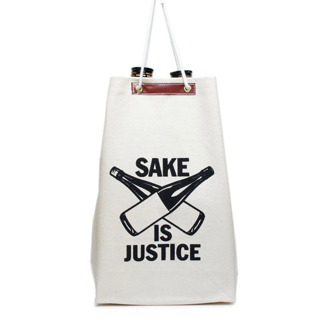 【通い袋】SAKE 袋 IS JUSTICE/生成り