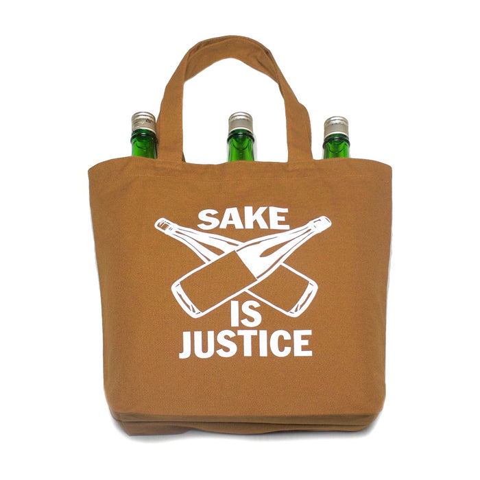 【BAG】SAKE IS JUSTICE トートバッグ（内ポケット付き） ／キャメル