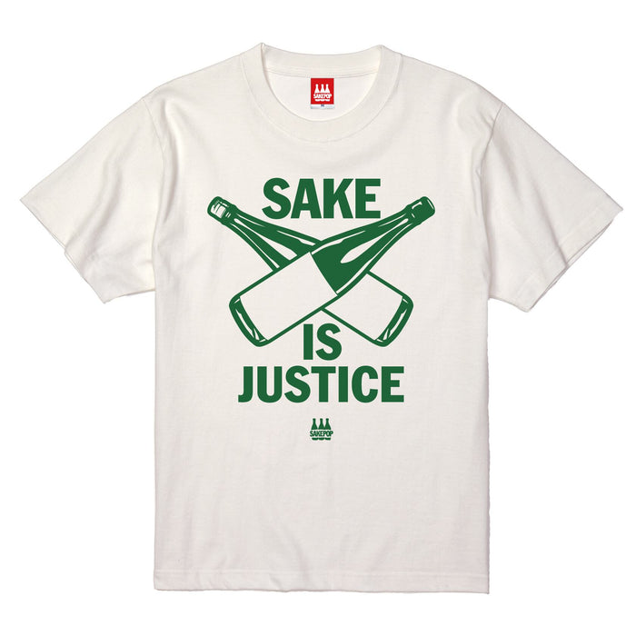 【T-shirt】SAKE IS JUSTICE/オフホワイト x グリーン