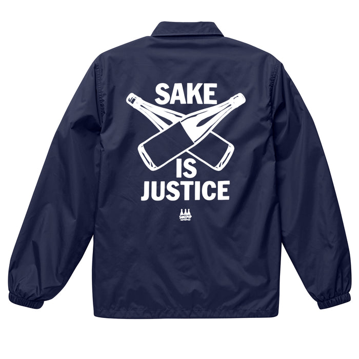【アウター】SAKE IS JUSTICE ナイロンコーチジャケット ／ネイビー