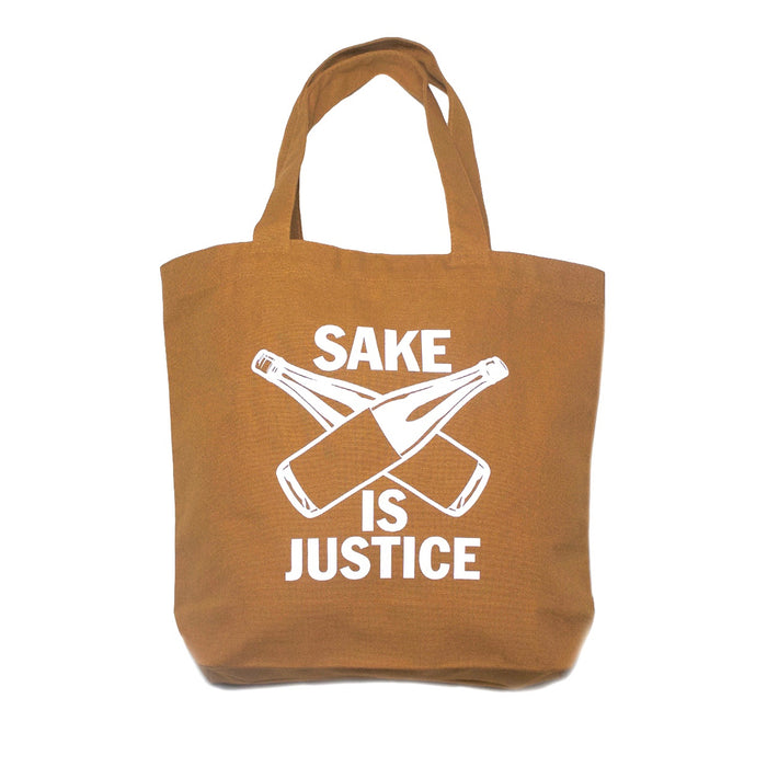 【BAG】SAKE IS JUSTICE トートバッグ（内ポケット付き） ／キャメル